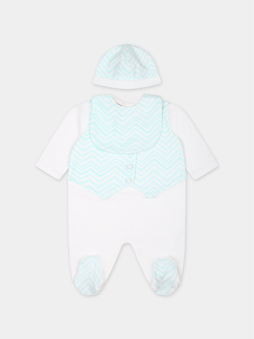 White serfor baby boy with chevron pattern